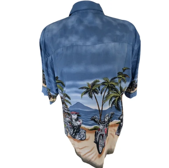 Big Dogs Hawaiian Biker Button Down Tropical Shirt Size Medium Short Sleeve - Picture 5 of 5